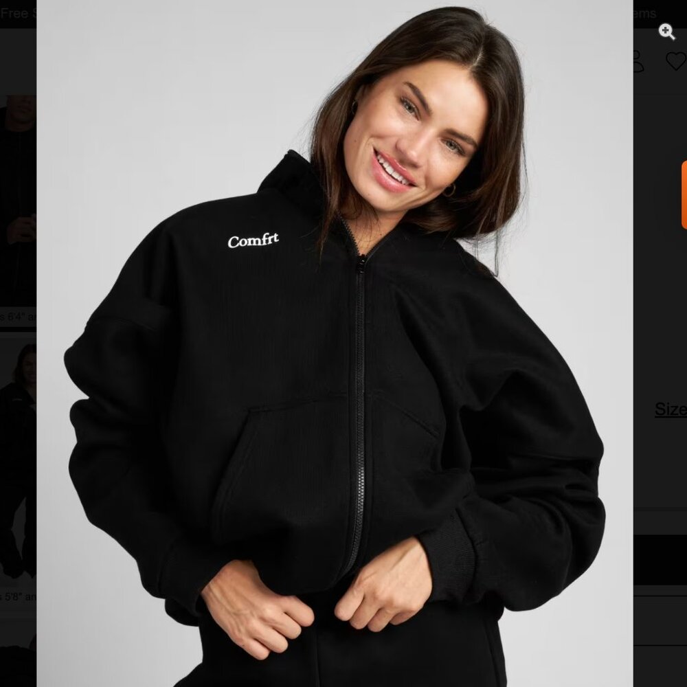 NWT Comfrt Unisex Cloud Zip Hoodie in Black Size XS